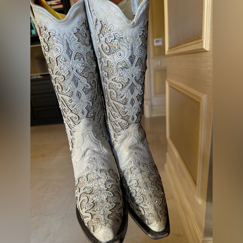 Women's Silver Embellished Western Boots